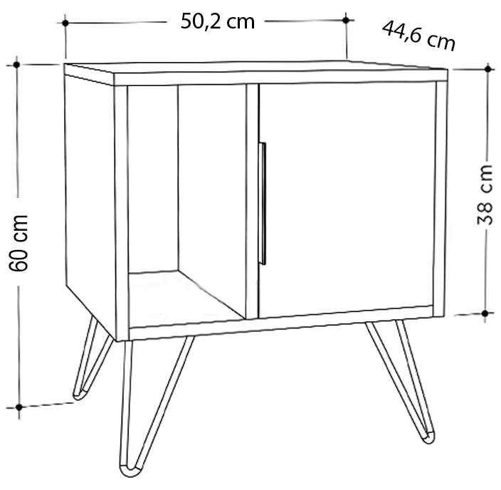 Κομοδίνο μελαμίνης Glynn Megapap χρώμα λευκό 50,2x44,6x58εκ.