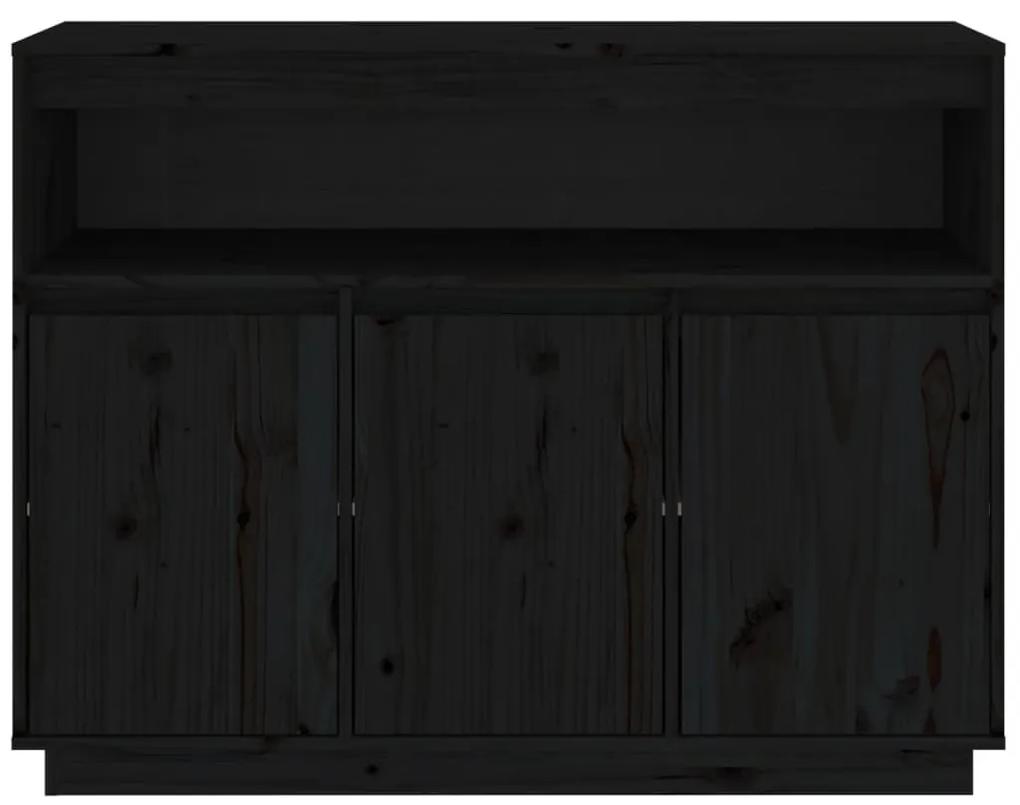 Ντουλάπι Μαύρος 104,5x34x80 εκ. από Μασίφ Ξύλο Πεύκου - Μαύρο
