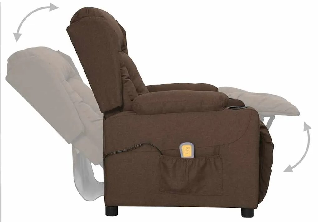 vidaXL Πολυθρόνα Μασάζ με Ανύψωση Καφέ Υφασμάτινη