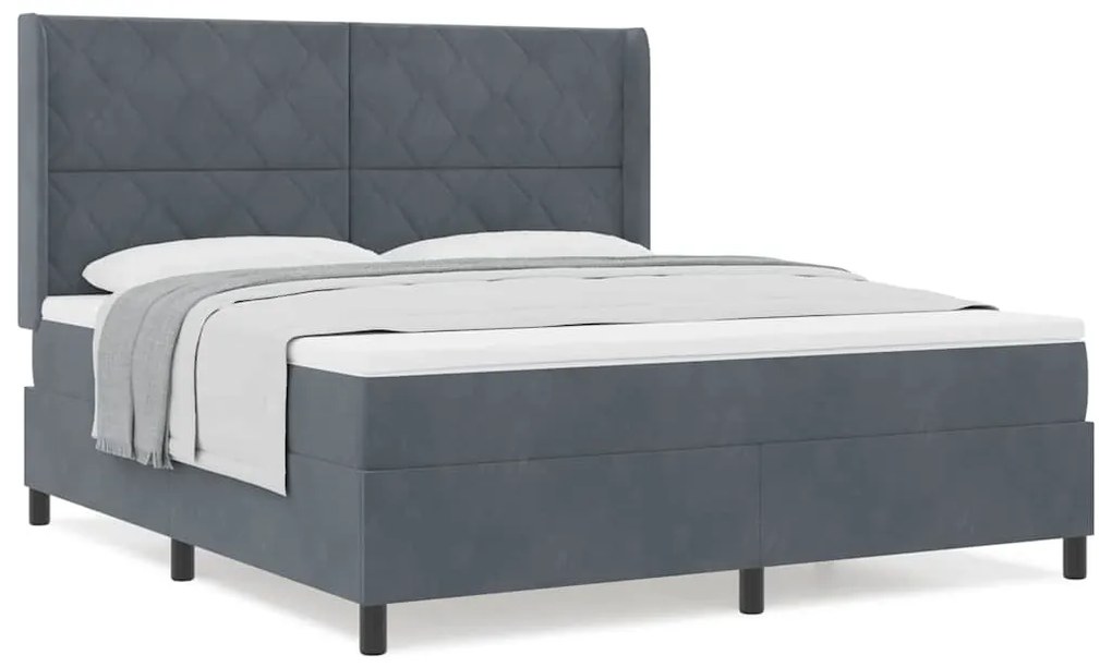 vidaXL Κρεβάτι με ελατήρια Σκούρο γκρι 180 x 200 cm Βελούδο