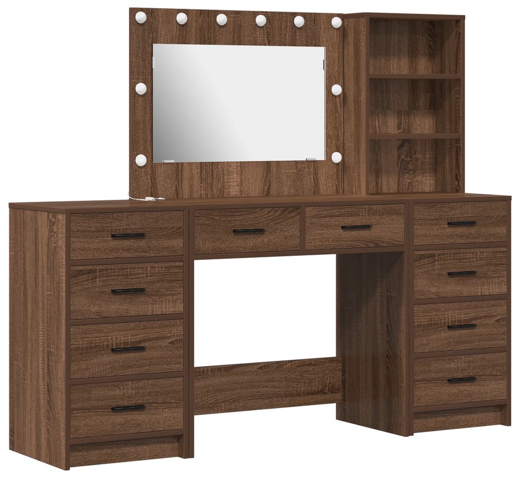 vidaXL Τραπέζι περιποίησης με συρτάρι 3 pcs Καφέ 40 x 41 x 135 εκ.