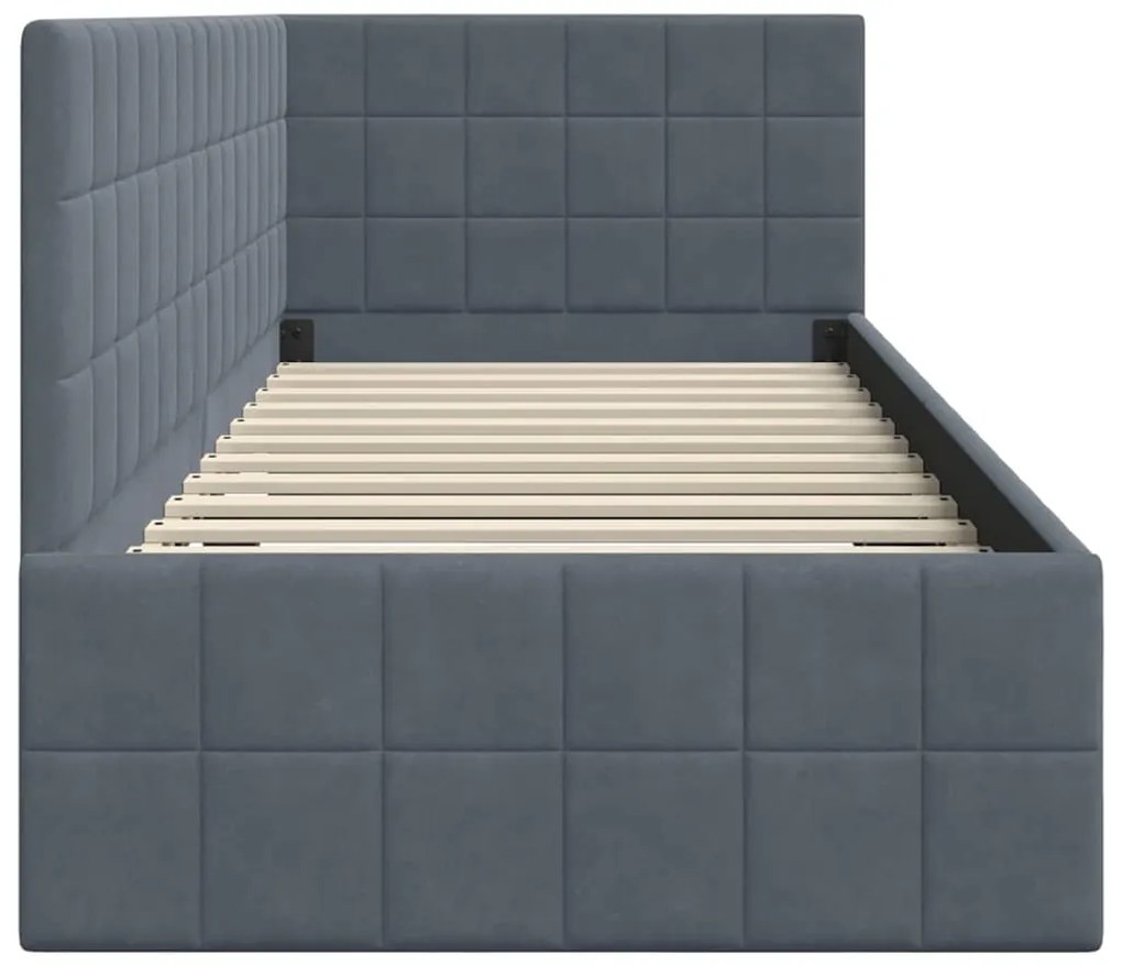 vidaXL Κρεβάτι Γωνίας με κεφαλάρι Σκούρο Γκρι 80 εκ x 200 εκ Βελούδο