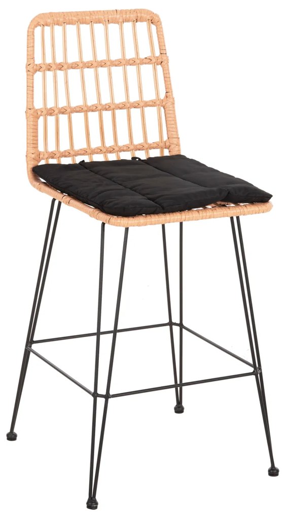 ΣΚΑΜΠΟ ΜΕΣ.ΥΨΟΥΣ ALLEGRA HM5643.11 ΜΕΤΑΛΛΟ&ΜΑΞΙΛΑΡΙ ΜΑΥΡΟ-WICKER ΜΠΕΖ 50x55x103Υεκ.