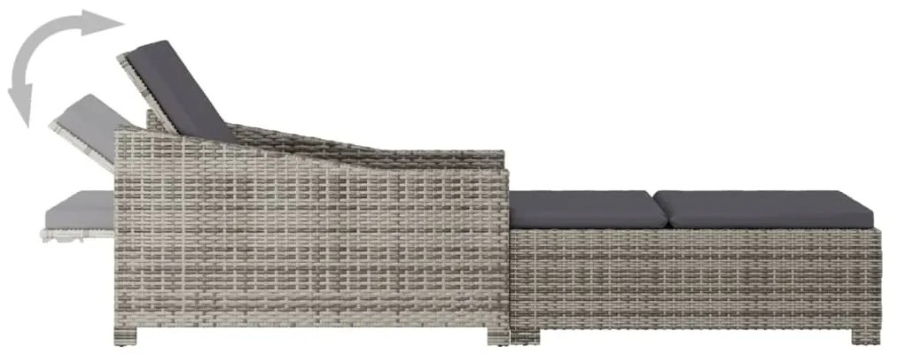 vidaXL Ξαπλώστρα Γκρι από Συνθετικό Ρατάν με Σκούρο Γκρι Μαξιλάρι