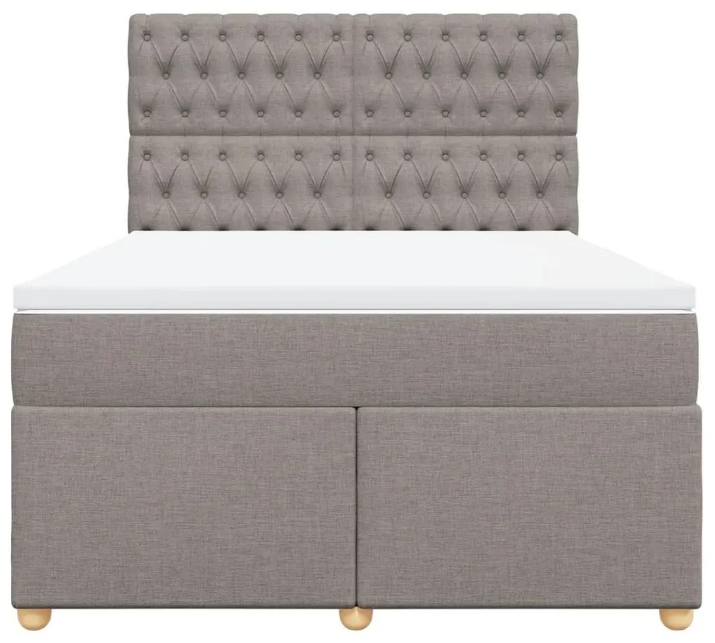 Κρεβάτι Boxspring με Στρώμα Taupe 140x190 εκ. Υφασμάτινο - Μπεζ-Γκρι