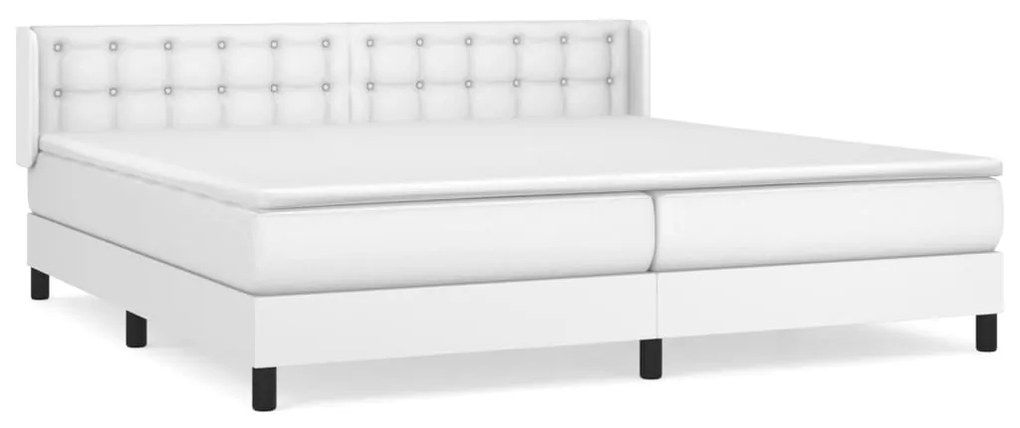 vidaXL Κρεβάτι Boxspring με Στρώμα Λευκό 200x200 εκ. Συνθετικό Δέρμα