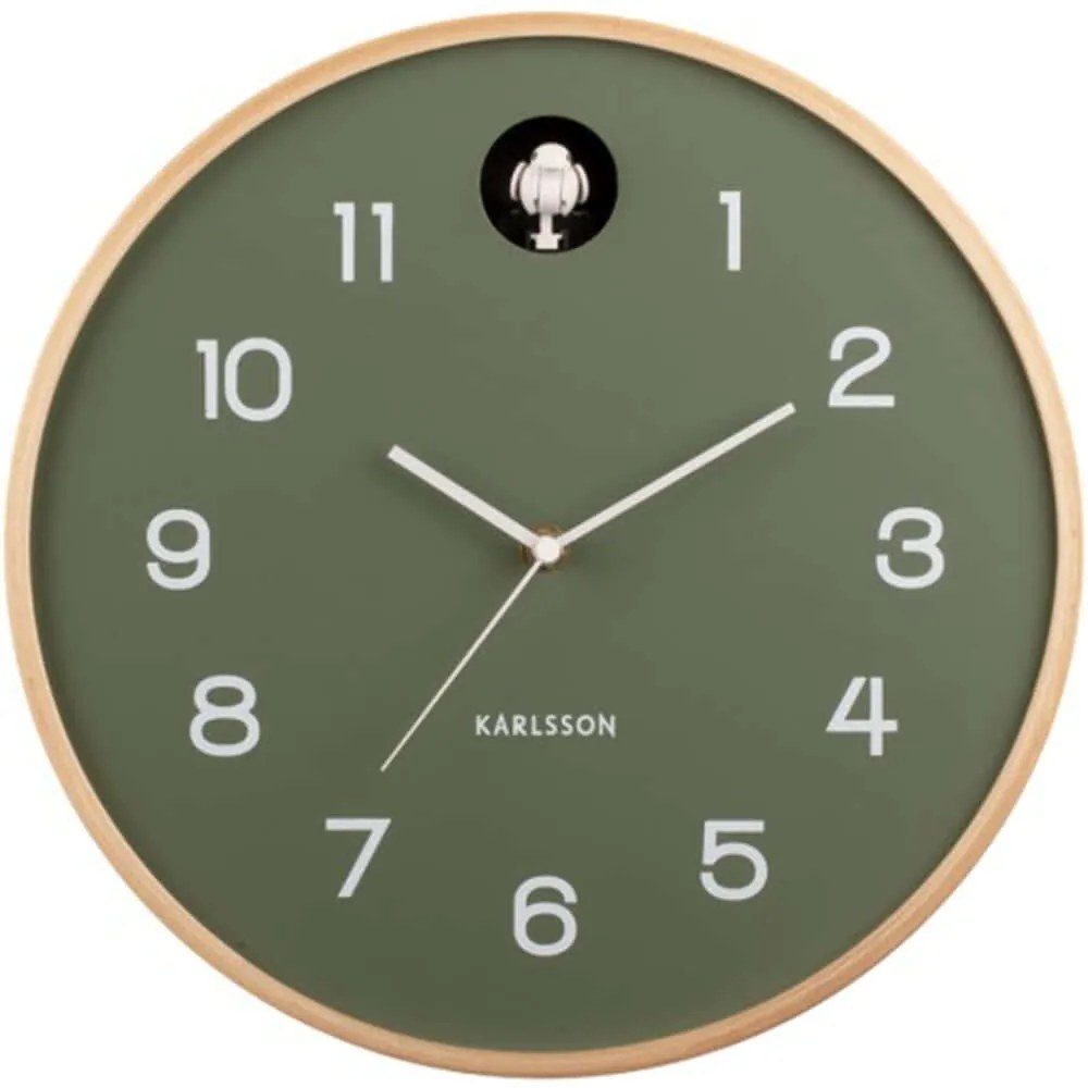 Ρολόι Τοίχου Cuckoo KA5886GR Φ31,5cm Natural-Jungle Green Karlsson Ξύλο