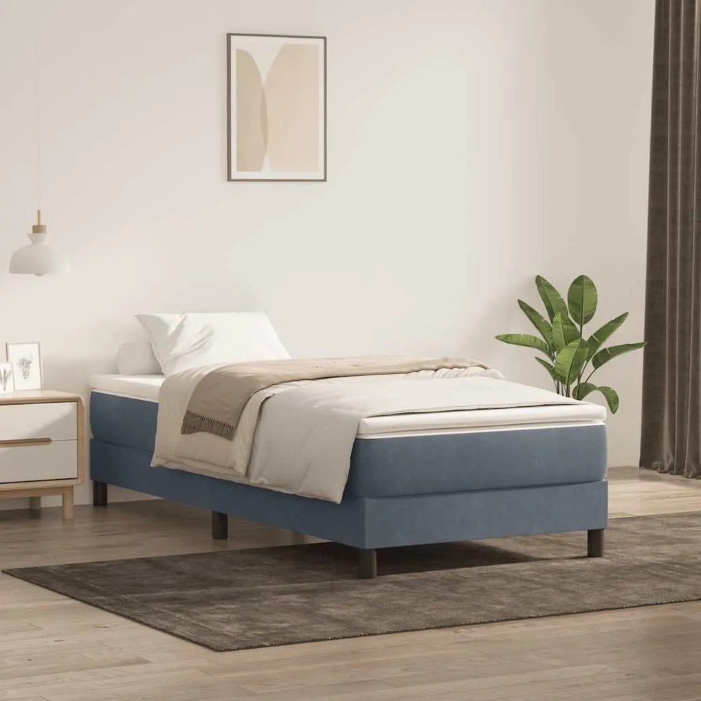 Κρεβάτι Boxspring χωρίς Στρώμα Σκούρο Γκρι 90x220 εκ. Βελούδινο