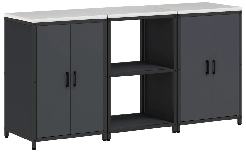 vidaXL Σετ Αποθήκευσης Κουζίνας 3 pcs Ανθρακί 180 x 50 x 92 εκ.