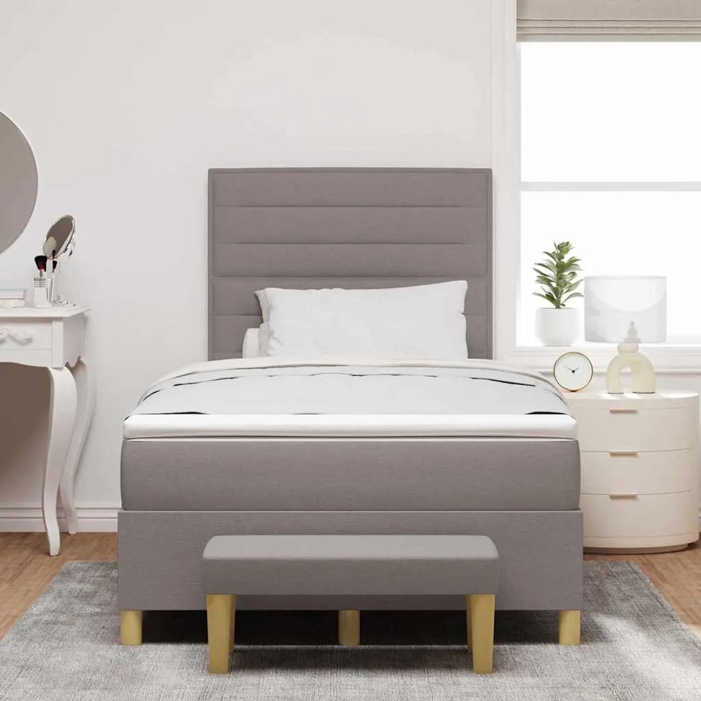 vidaXL Κρεβάτι με ελατήρια με στρώμα Taupe 120 x 200 cm ύφασμα