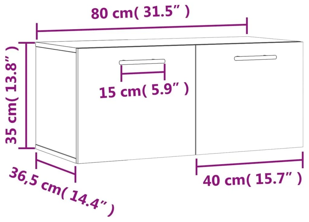 Ντουλάπι Τοίχου Γκρι Sonoma 80x36,5x35 εκ. Επεξεργασμένο Ξύλο - Γκρι