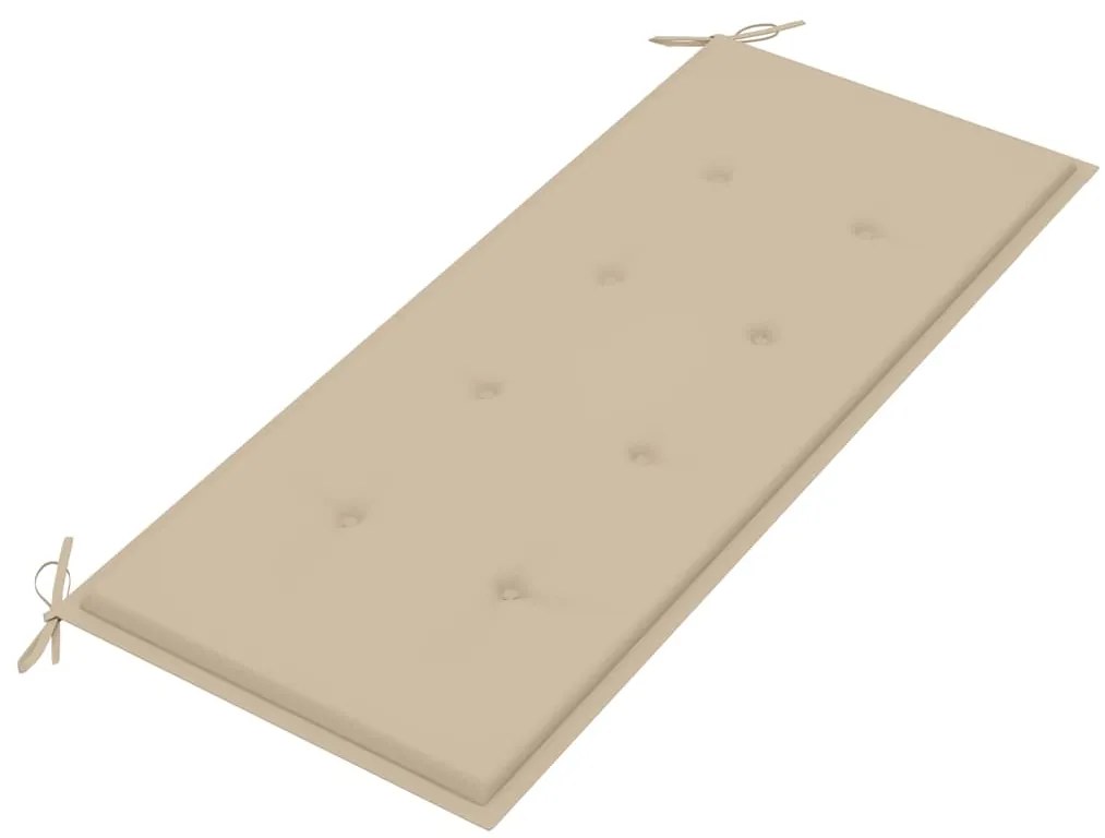 vidaXL Παγκάκι Κήπου Batavia 120 εκ. από Ξύλο Teak με Μπεζ Μαξιλάρι