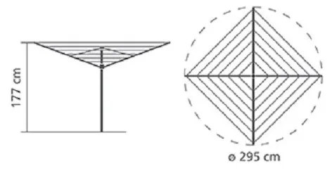 Brabantia Essential Εξωτερικός Χώρος 90300258, 50 m, Αγκύρωση σκυροδέματος, Ανθεκτικό στη διάβρωση, Inox