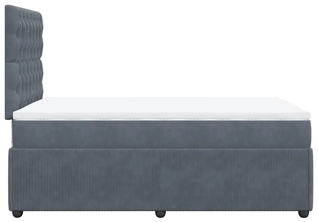 vidaXL Κρεβάτι Boxspring με Στρώμα Σκούρο Γκρι 120x190 εκ. Βελούδινο