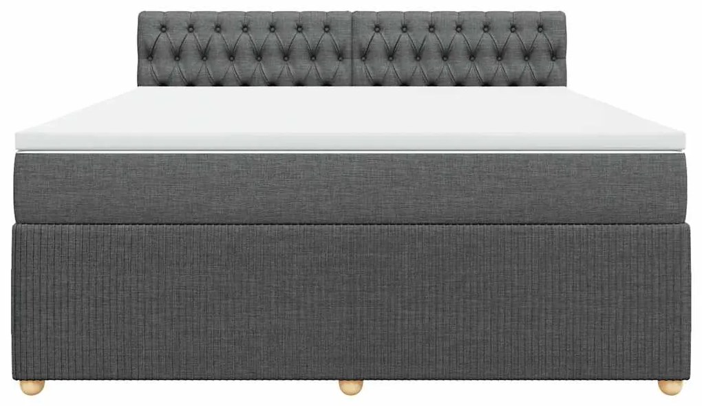 vidaXL Κρεβάτι Boxspring με Στρώμα Σκούρο Γκρι 180x200 εκ Υφασμάτιν