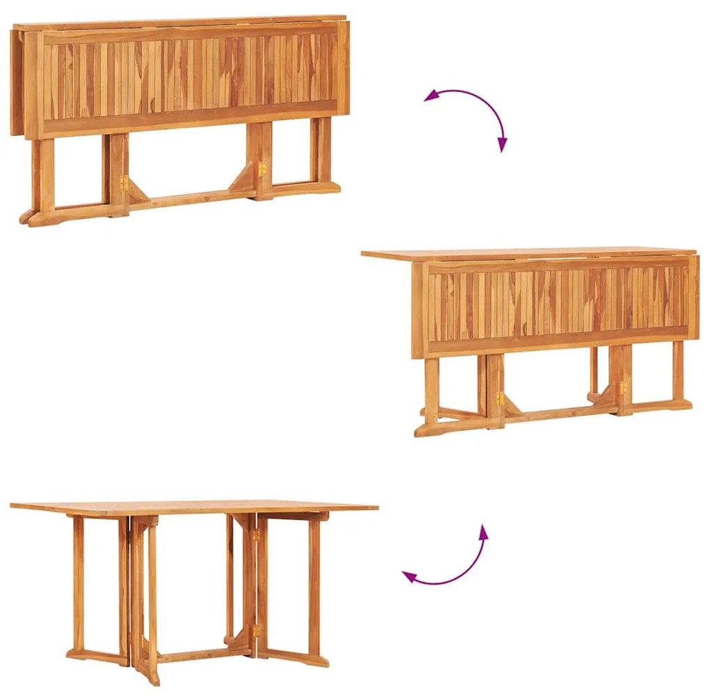 vidaXL Τραπέζι Κήπου Butterfly Πτυσσόμενο 150x90x75 εκ Μασίφ Ξύλο Teak