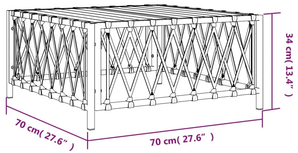 Τραπέζι Κήπου Λευκό 70 x 70 x 34 εκ. από Πλεγμένο Ύφασμα - Λευκό