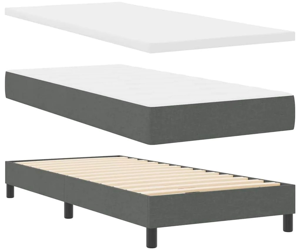 vidaXL Κρεβάτι Box Spring με Ματ σε Σκούρο Γκρι 90x190 εκ