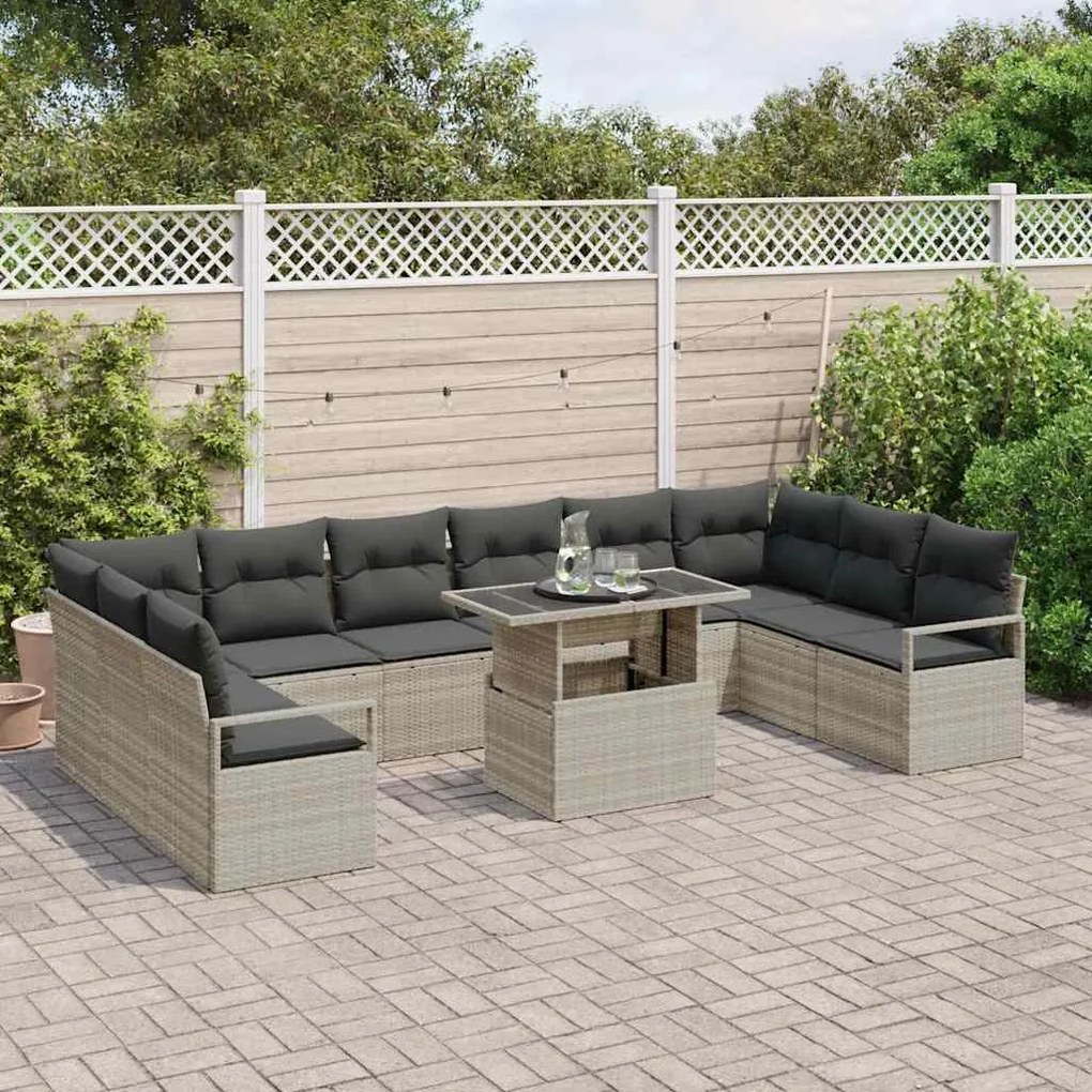 vidaXL Σετ Καναπέ Κήπου 11 pcs Ανοιχτό γκρι 100 x 55 x 73 εκ