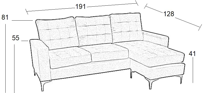 SERONA ΓΩΝΙΑ GREY ΥΦΑΣΜΑ 191Χ128ΕΚ.