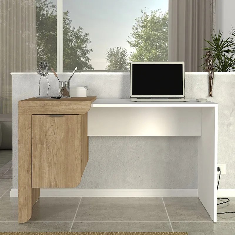 Γραφείο εργασίας Dario Megapap χρώμα sepet oak - λευκό 120x60x73,2εκ.-GP042-0312,1