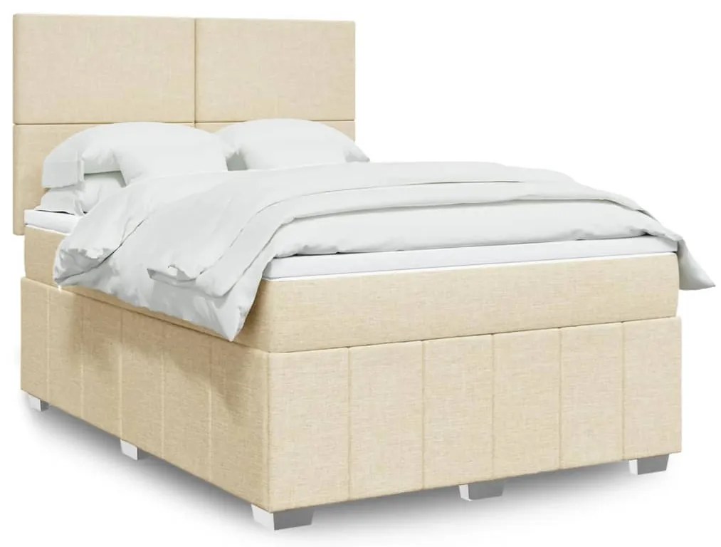 vidaXL Κρεβάτι Boxspring με Στρώμα Κρεμ 160x200 εκ. Υφασμάτινο