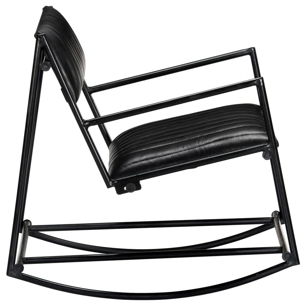 vidaXL 282905  Rocking Chair Black Real Leather