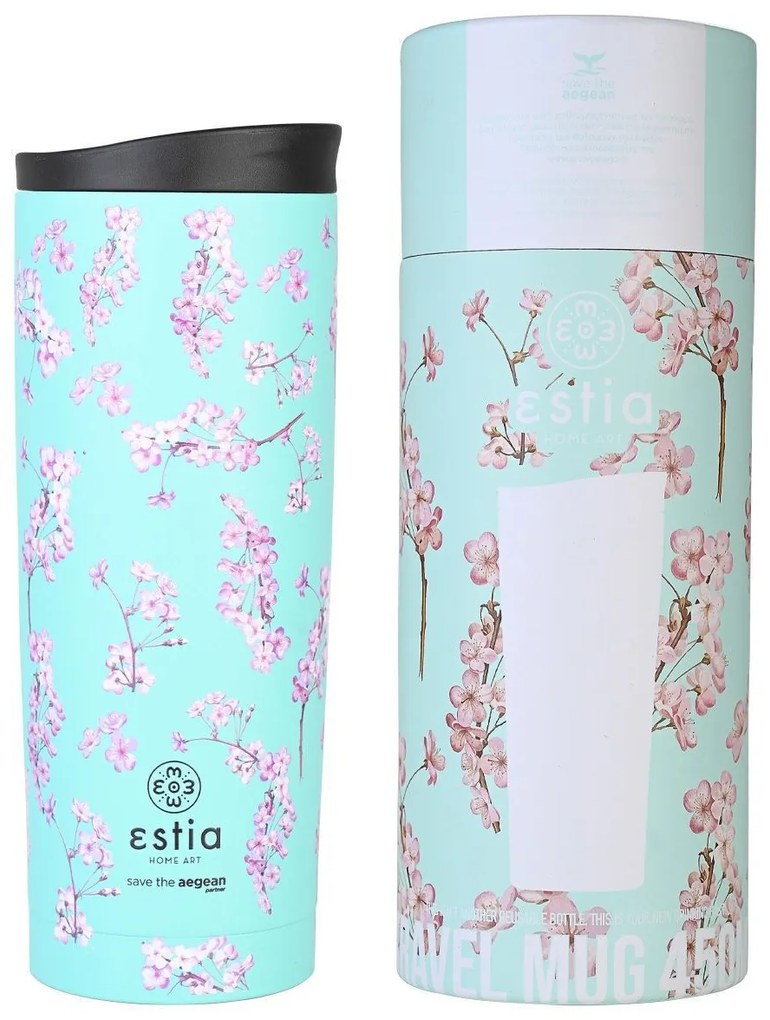 ESTIA ΘΕΡΜΟΣ TRAVEL MUG SAVE THE AEGEAN 500ml BLOSSOM GREEN