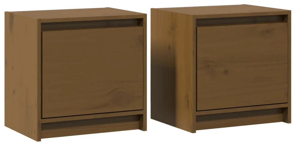 vidaXL Κομοδίνα 2 τεμ. Καφέ Μελί 40x30,5x40 εκ. από Μασίφ Ξύλο Πεύκου