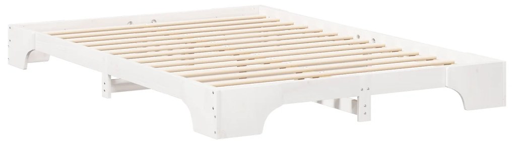 vidaXL Κρεβάτι δαπέδου με αποθήκευση Λευκό 140 x 210 εκ. ξύλο