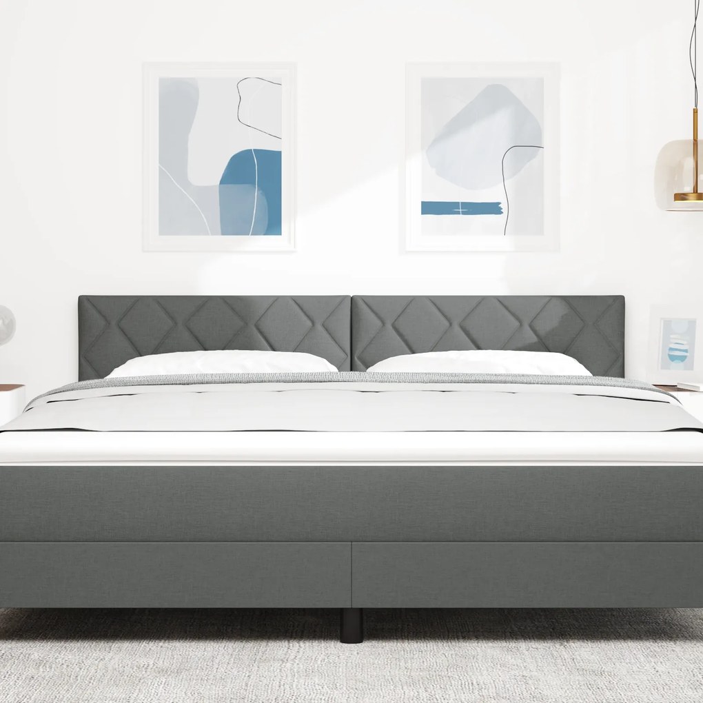 vidaXL LED Κεφαλάρι με Σχέδιο Διαμαντιών Σκούρο Γκρι 180 εκ. Υφασμάτινο