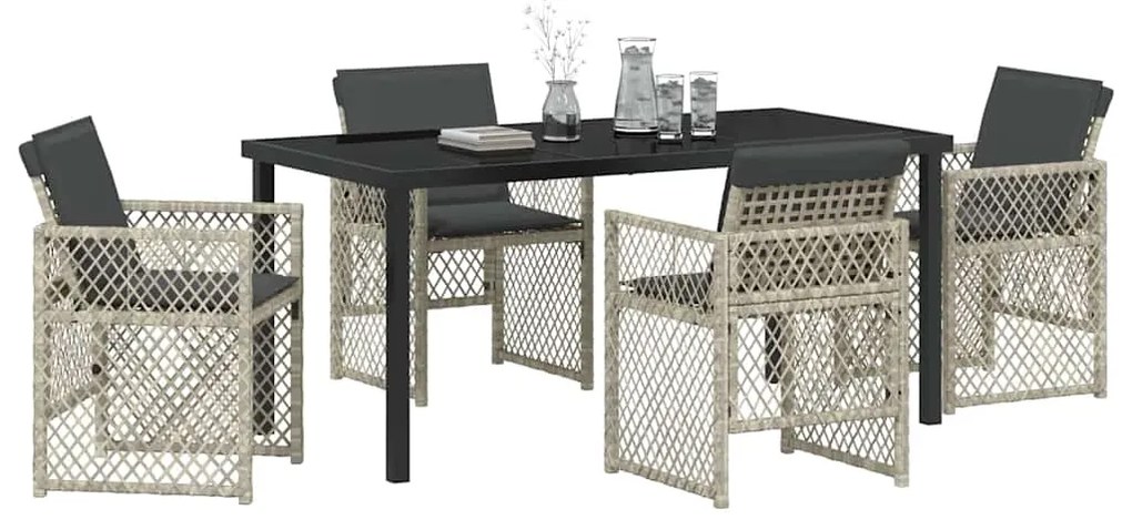 vidaXL Σέτ φαγητού για κήπο 5 pcs Ανοιχτό γκρι συνθετικό ρατάν