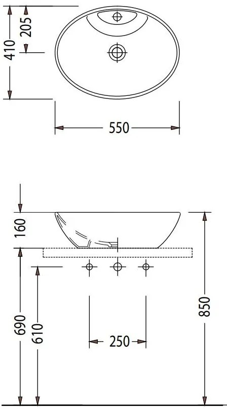 Νιπτήρας Serel Oval με οπή