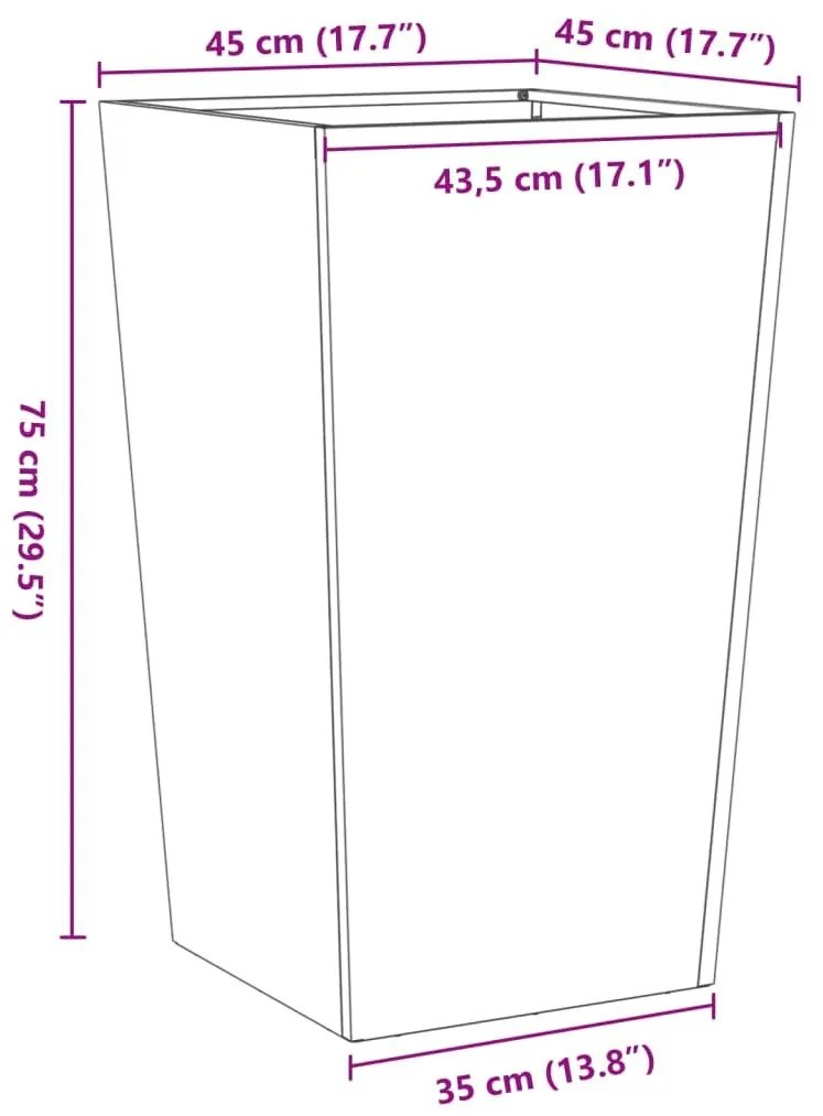 Ζαρντινιέρα Κήπου 45x45x75 εκ. Ανοξείδωτο Ατσάλι - ανοιχτό γκρι