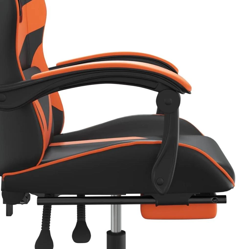 Καρέκλα Gaming Περιστρ.Υποπόδιο Μαύρο&amp;Πορτοκαλί Συνθετικό Δέρμα - Πορτοκαλί