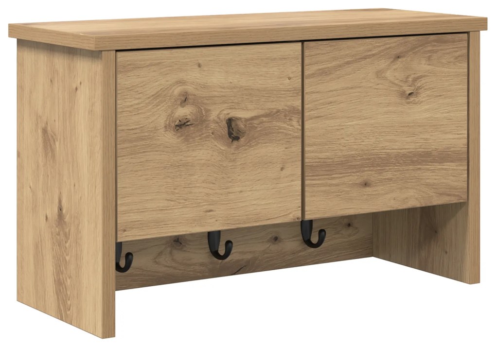 vidaXL Τοίχου Κρεμάστρα με ράφι με πόρτα artisan δρυς 50 x 20 x 30 εκ.