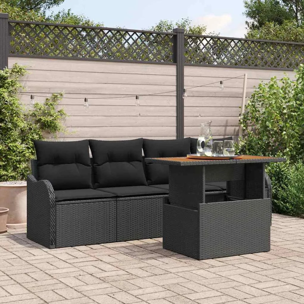 vidaXL Σετ Καναπέ Κήπου με μαξιλάρι 5 pcs Μαύρο 100 x 55 x 73 εκ