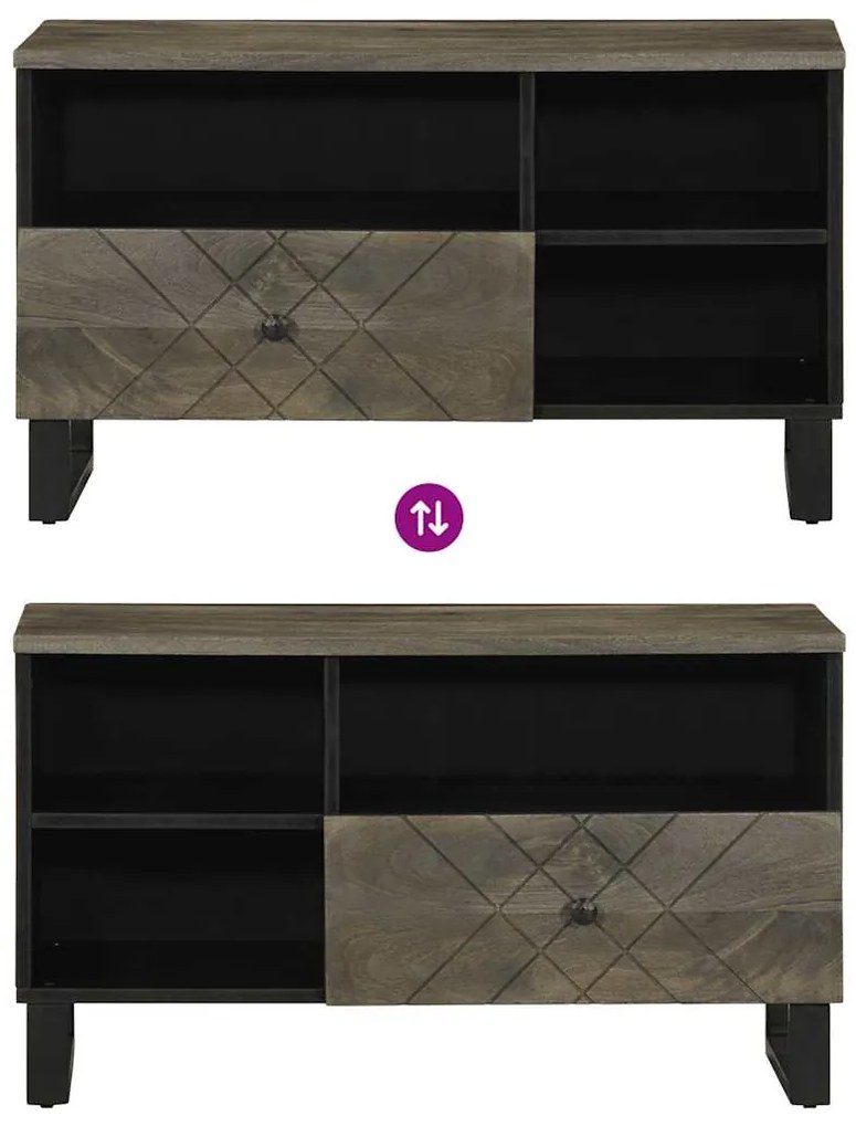 vidaXL Έπιπλο Τηλεόρασης Μαύρο 80 x 33 x 46 εκ. από Μασίφ Ξύλο Μάνγκο