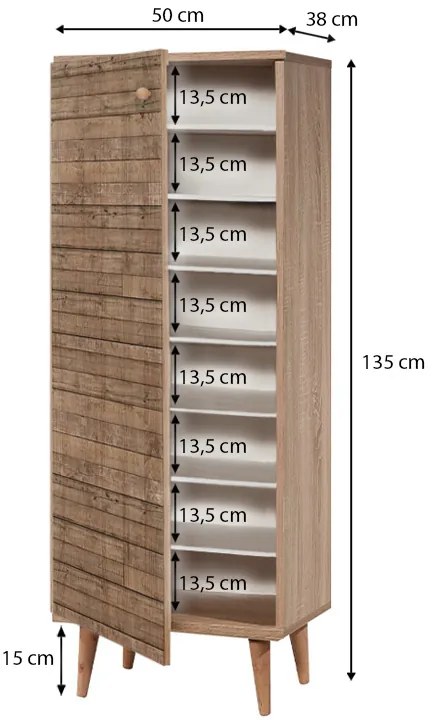 Παπουτσοθήκη - Ντουλάπι Soho Megapap χρώμα sonoma 50x38x135εκ.