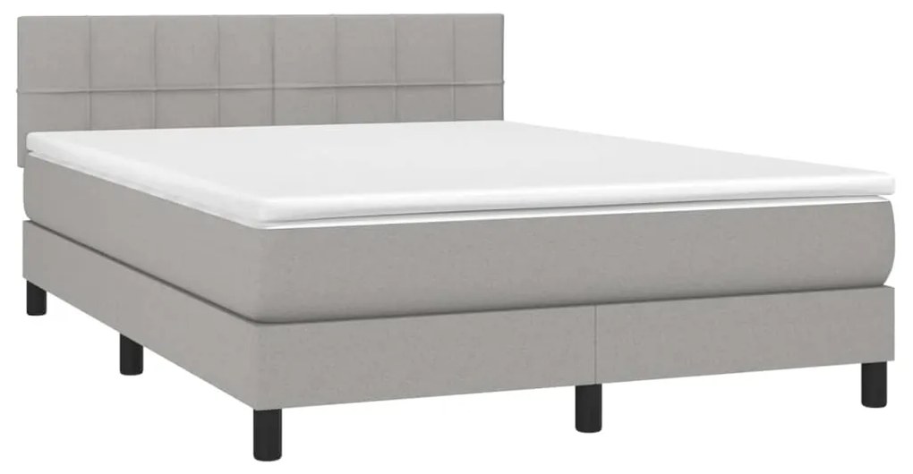 vidaXL Κρεβάτι Boxspring με Στρώμα & LED Αν.Γκρι 140x200 εκ Υφασμάτινο