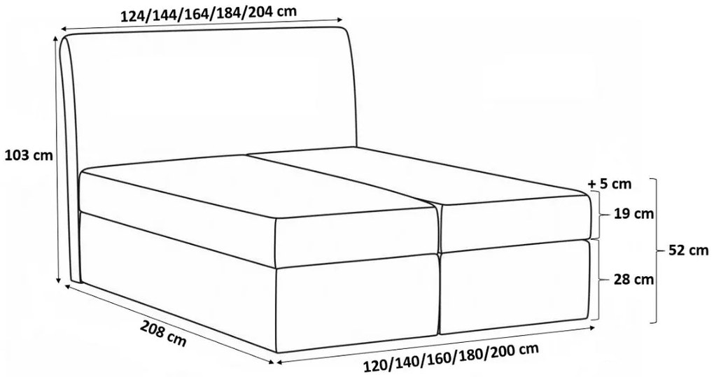 Επενδυμένο κρεβάτι Salsa-Gkri-120 x 200