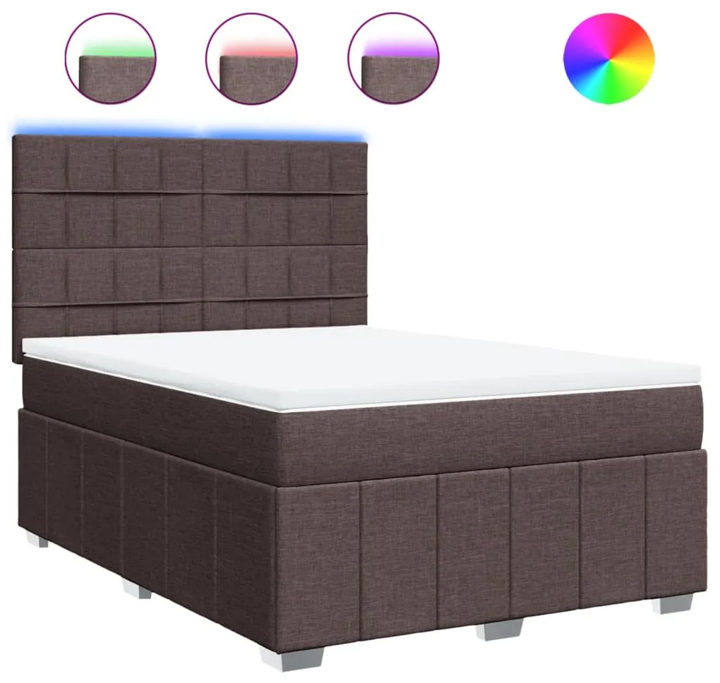 vidaXL Κρεβάτι Boxspring με Στρώμα Σκούρο Καφέ 160x200 εκ Υφασμάτινο