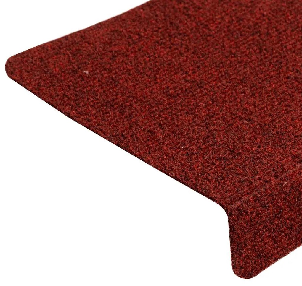 vidaXL Πατάκια Σκαλιών Αυτοκόλλητα 15 τεμ. Κόκκινο Μπορντό με Ορθογώνια Άκρη 65x21x4 εκ.