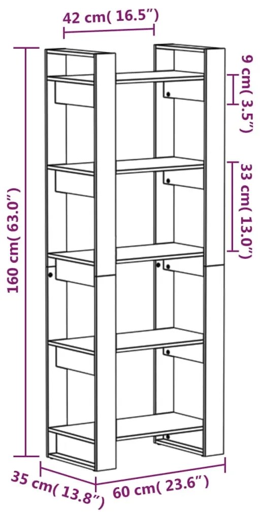 ΒΙΒΛΙΟΘΗΚΗ/ΔΙΑΧΩΡΙΣΤΙΚΟ ΧΩΡΟΥ ΓΚΡΙ 60X35X160 ΕΚ. ΜΑΣΙΦ ΞΥΛΟ 813891