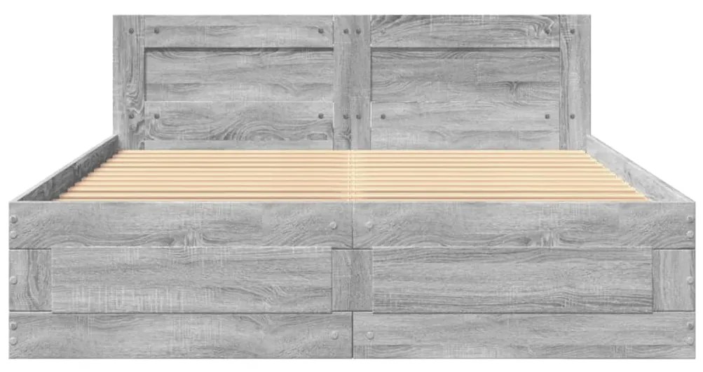 vidaXL Πλαίσιο Κρεβατιού με Κεφαλάρι Γκρι Sonoma 140x200εκ. Επεξ. Ξύλο