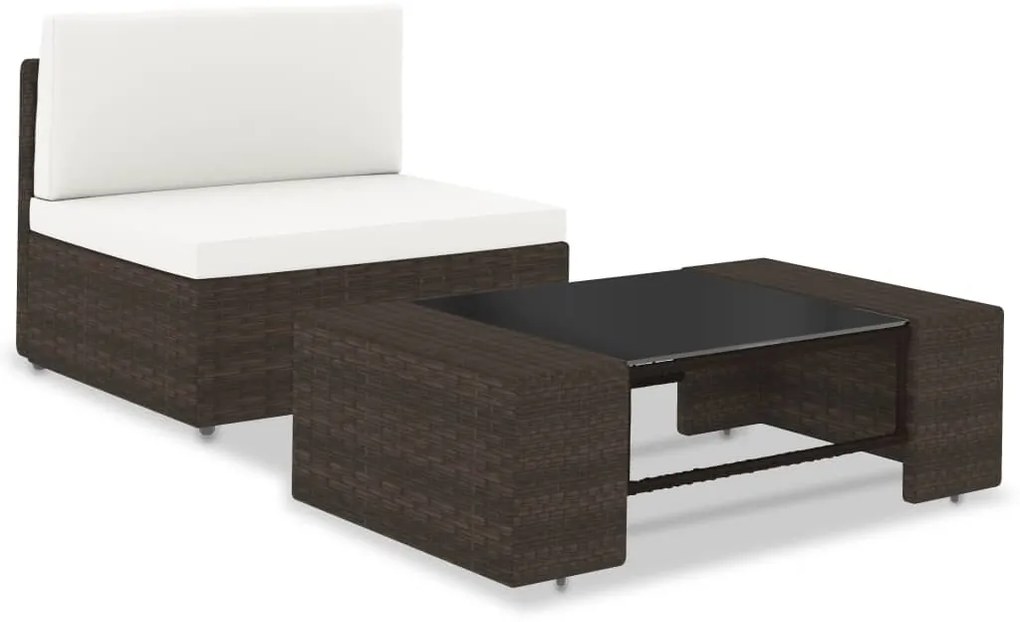 vidaXL Σαλόνι Κήπου 2 Τεμαχίων Καφέ από Συνθετικό Ρατάν