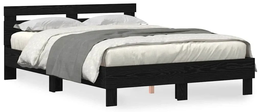 vidaXL Σκελετός Κρεβατιού Μαύρη δρυς 140 x 190 cm Επεξεργασμένο ξύλο