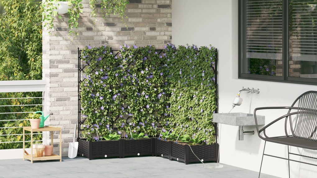 vidaXL Γλάστρες Κήπου 1 τεμ Καφασωτό Μαύρο 120 x 120 x 126 cm Πλαστικό