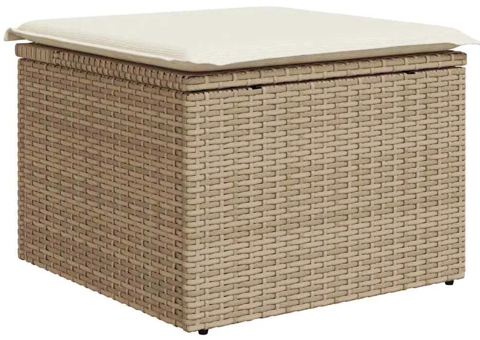 vidaXL Σετ Κήπου 6 Τεμαχίων με Μπεζ Μαξιλάρια από Poly Rattan και Acacia