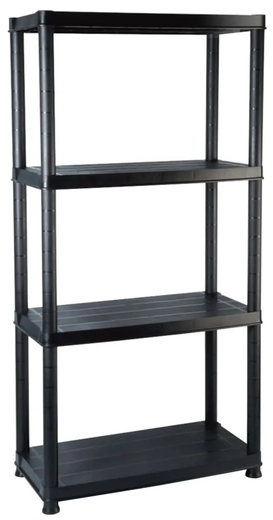 vidaXL Ραφιέρα Αποθήκευσης 4 Επιπέδων Μαύρη 61x30,5x130 εκ. Πλαστική